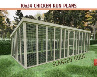 10x24 Walk-in Chicken Coop Run DIY Building Plans (Download PDF)