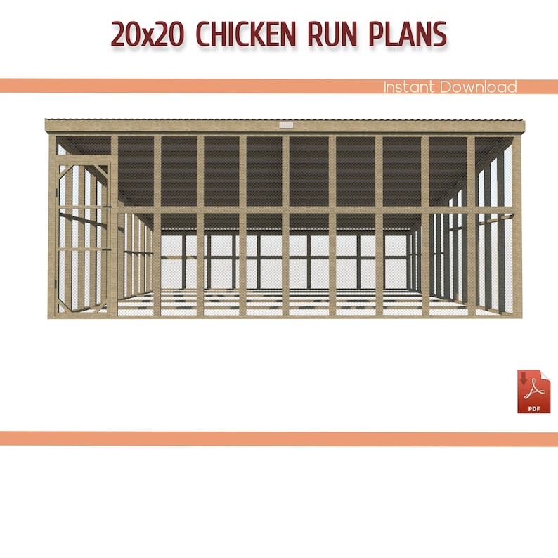 20x20 Chicken Coop Run DIY Plans – Walk-in Design (PDF Download) - Etsy