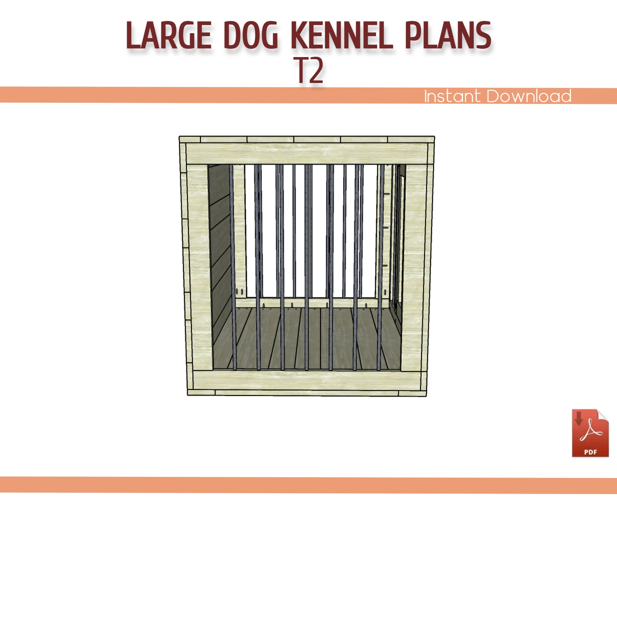Dog Plan Library Large Wooden Dog Kennel DIY Plans – Single Kennel Furniture (PDF ...