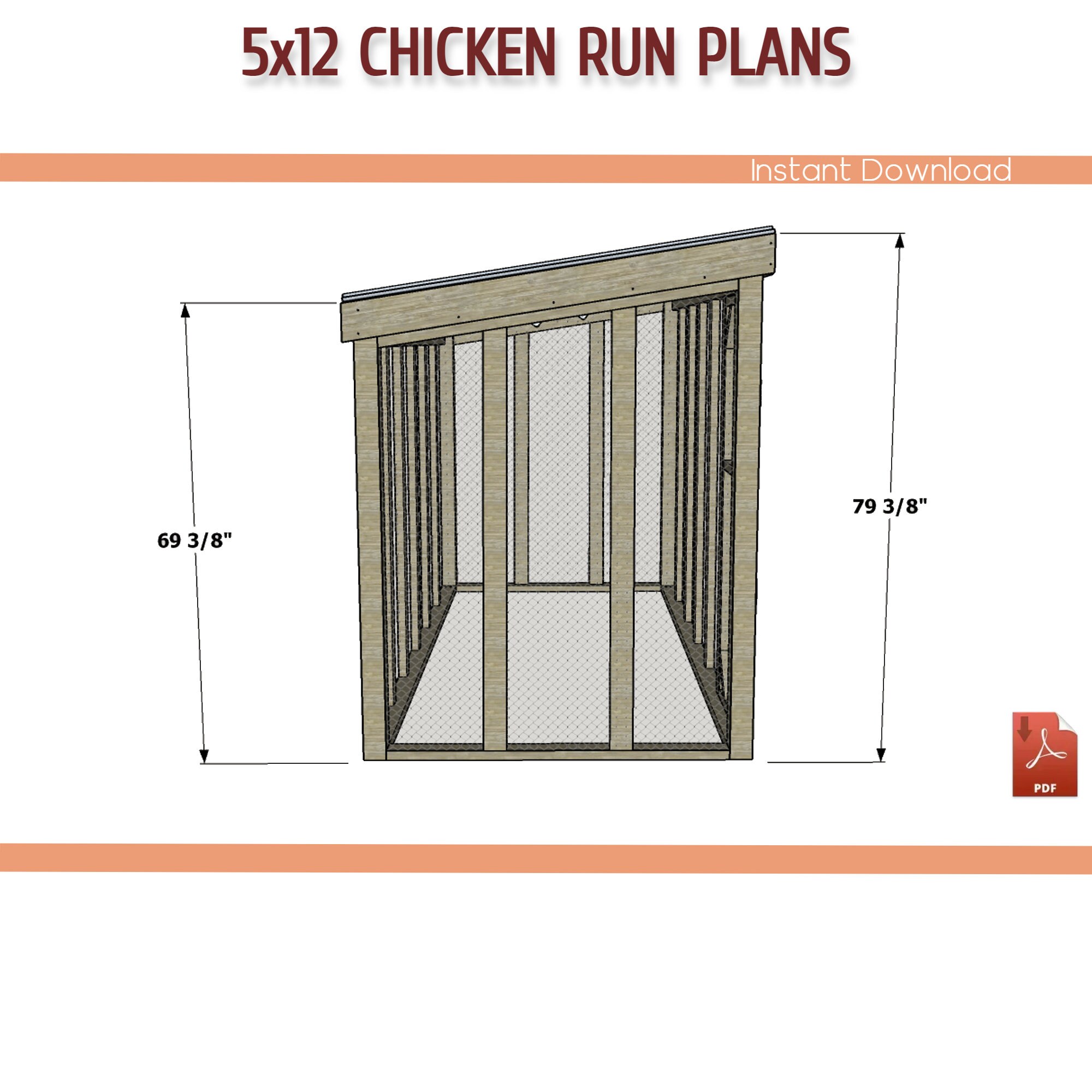 5x12 Walk-in Chicken Run DIY Plans – Large Chicken Coop (PDF Download ...