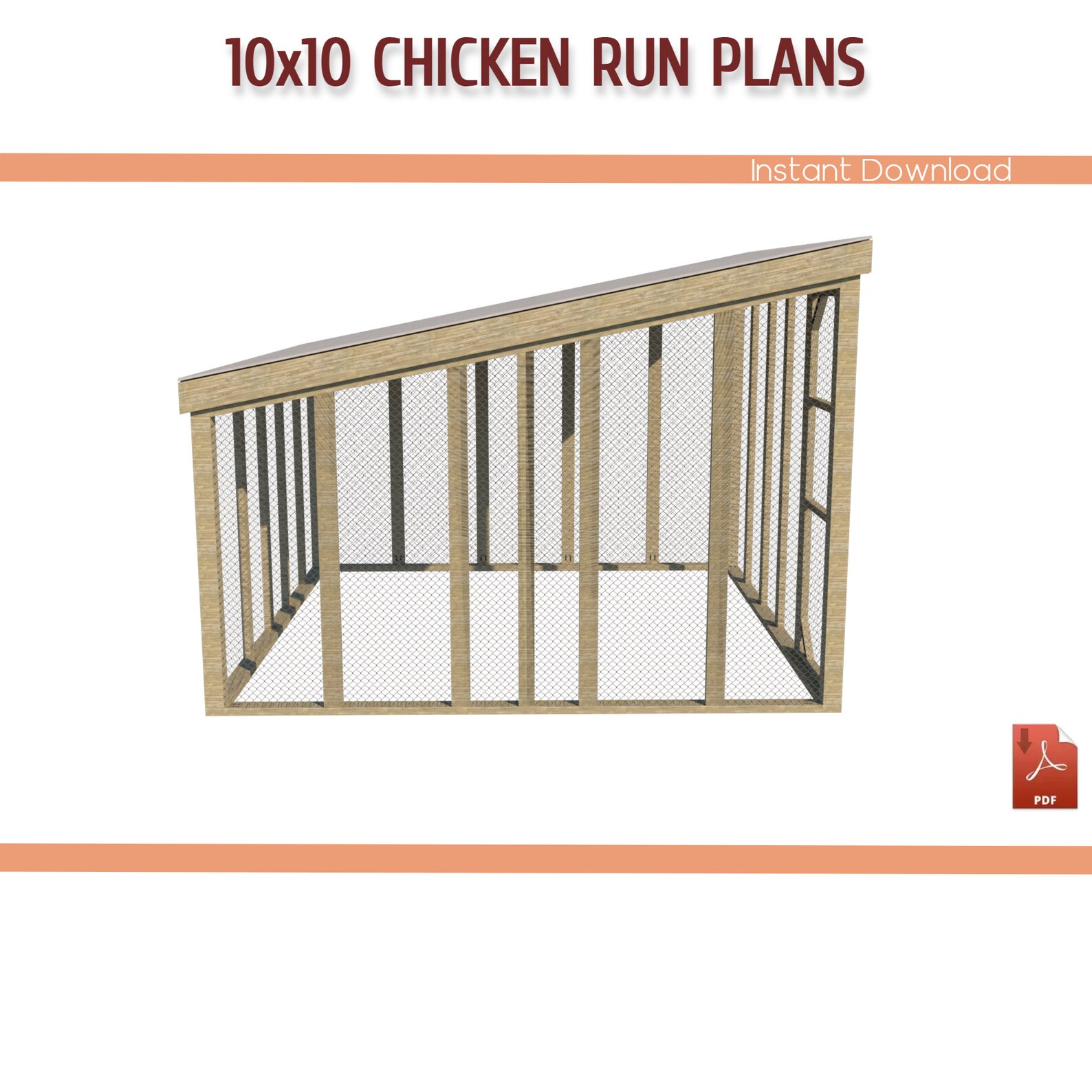 10x10 Chicken Coop Run Building Plans 10x10 Chicken Run DIY Etsy