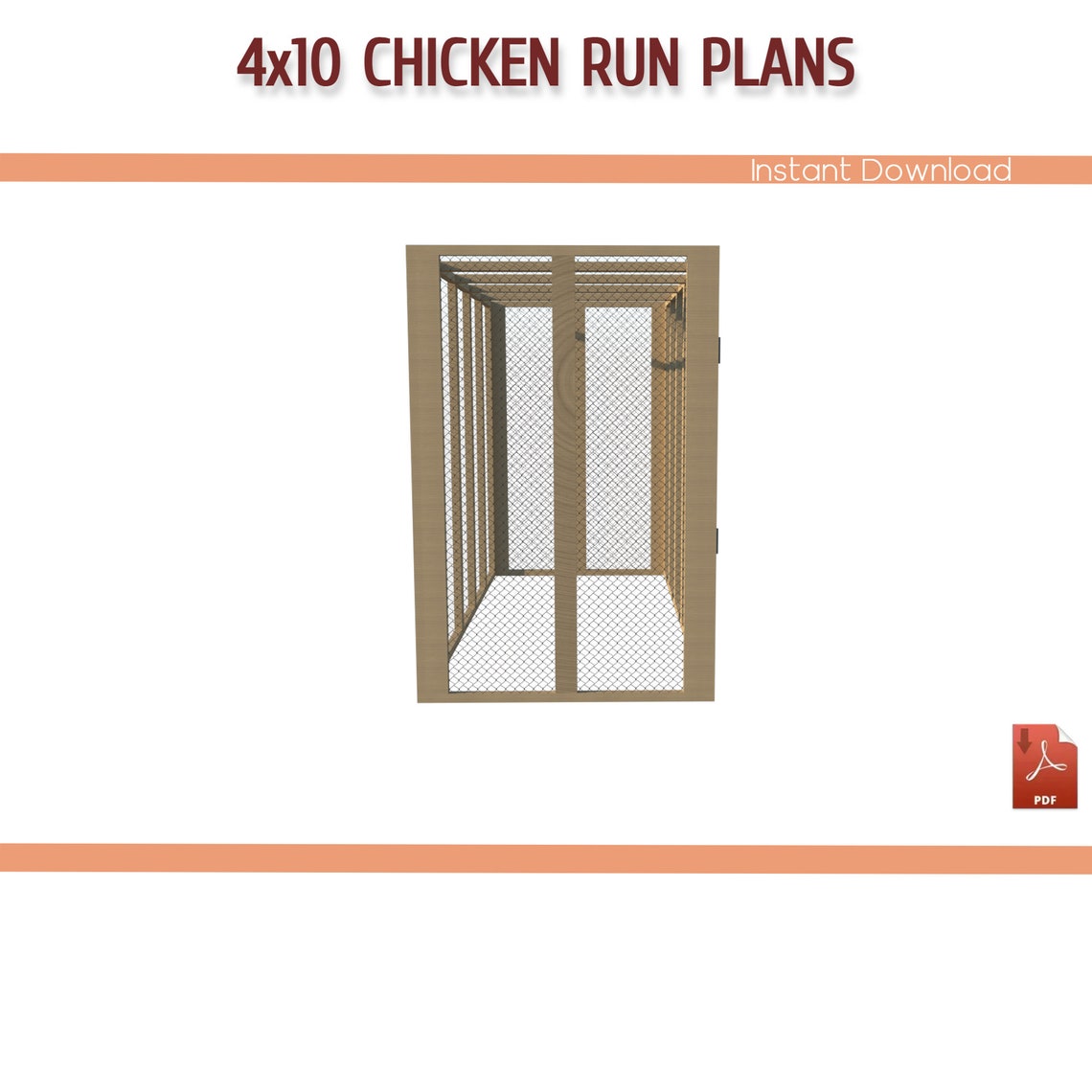 4x10 Chicken Coop Run DIY Plans Small Walkin Chicken Run Etsy