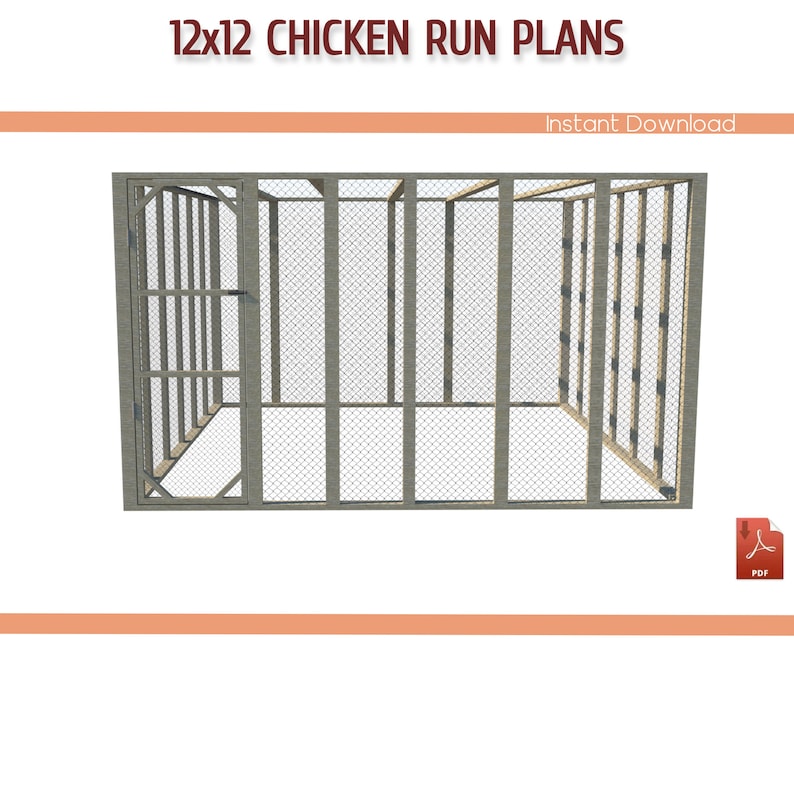 12x12 flat roof chicken run building plans - Download PDF