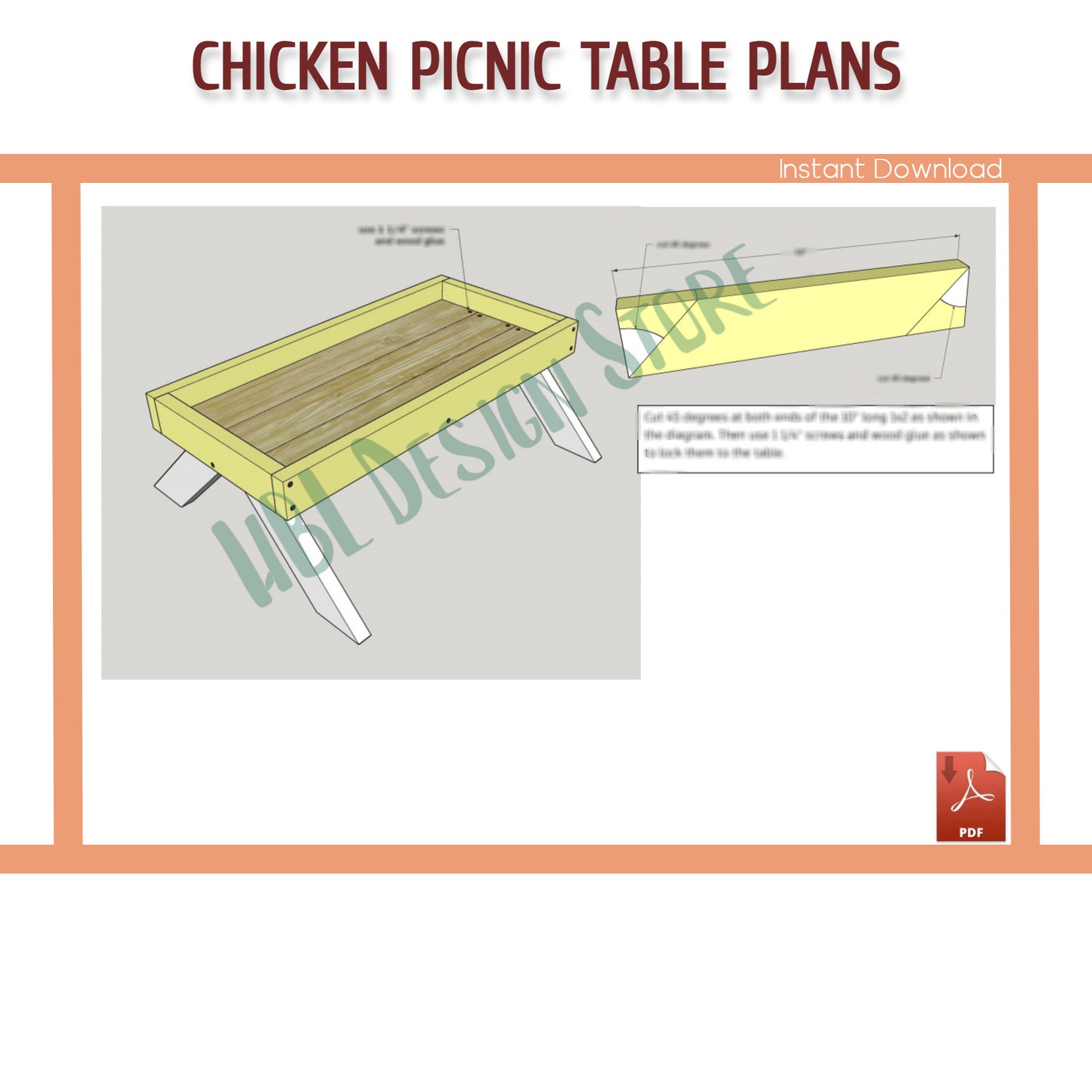 Chicken Picnic Table Plans DIY Chicknic Table Plans Download PDF Etsy