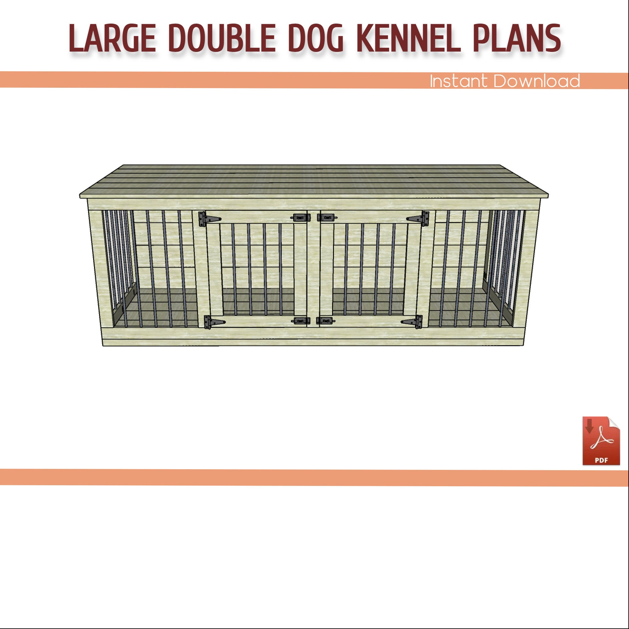 Large Double Dog Kennel DIY Plans Large Wooden Dog Crate Etsy