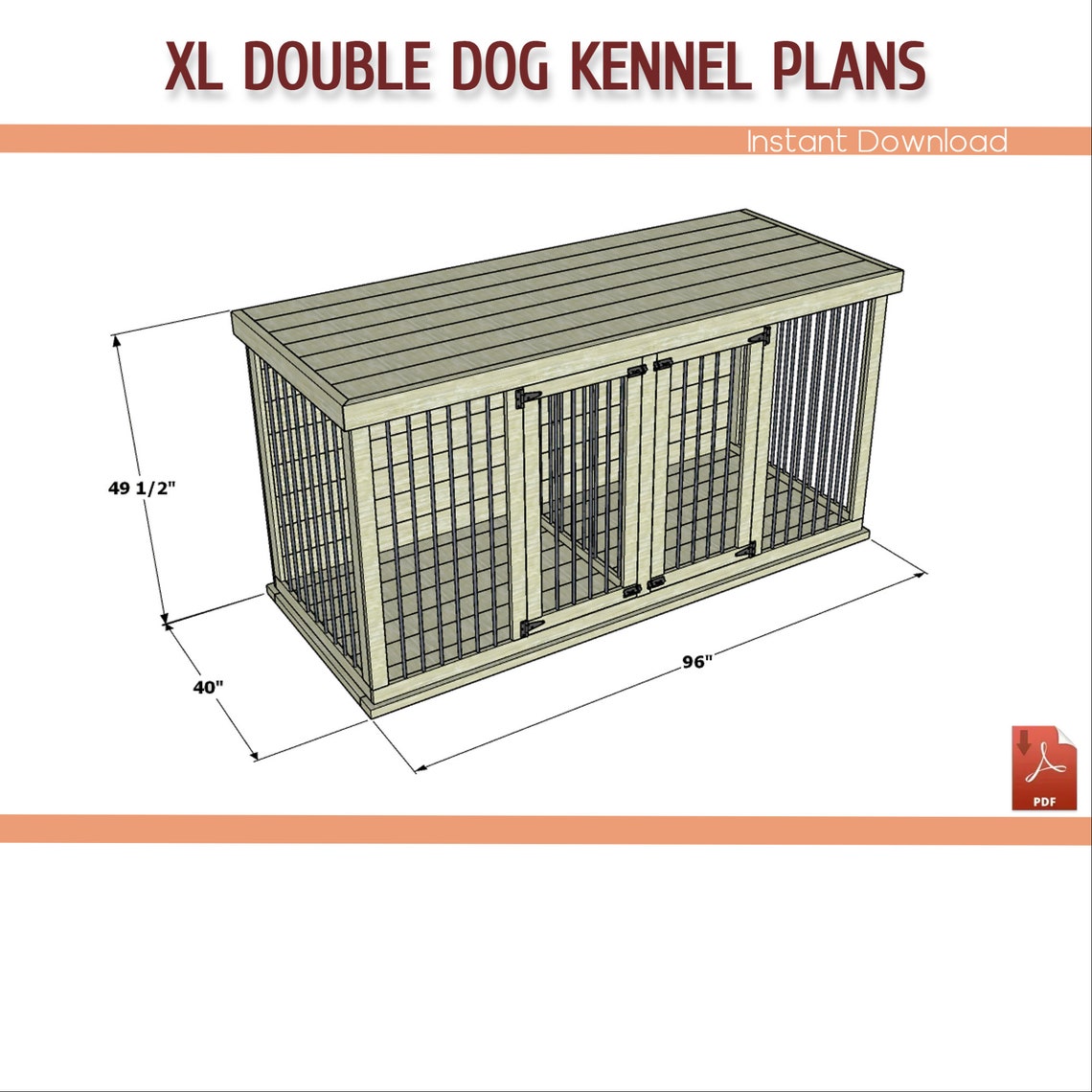 Double Dog Kennel DIY Plans XL Wooden Dog Crate Building Etsy