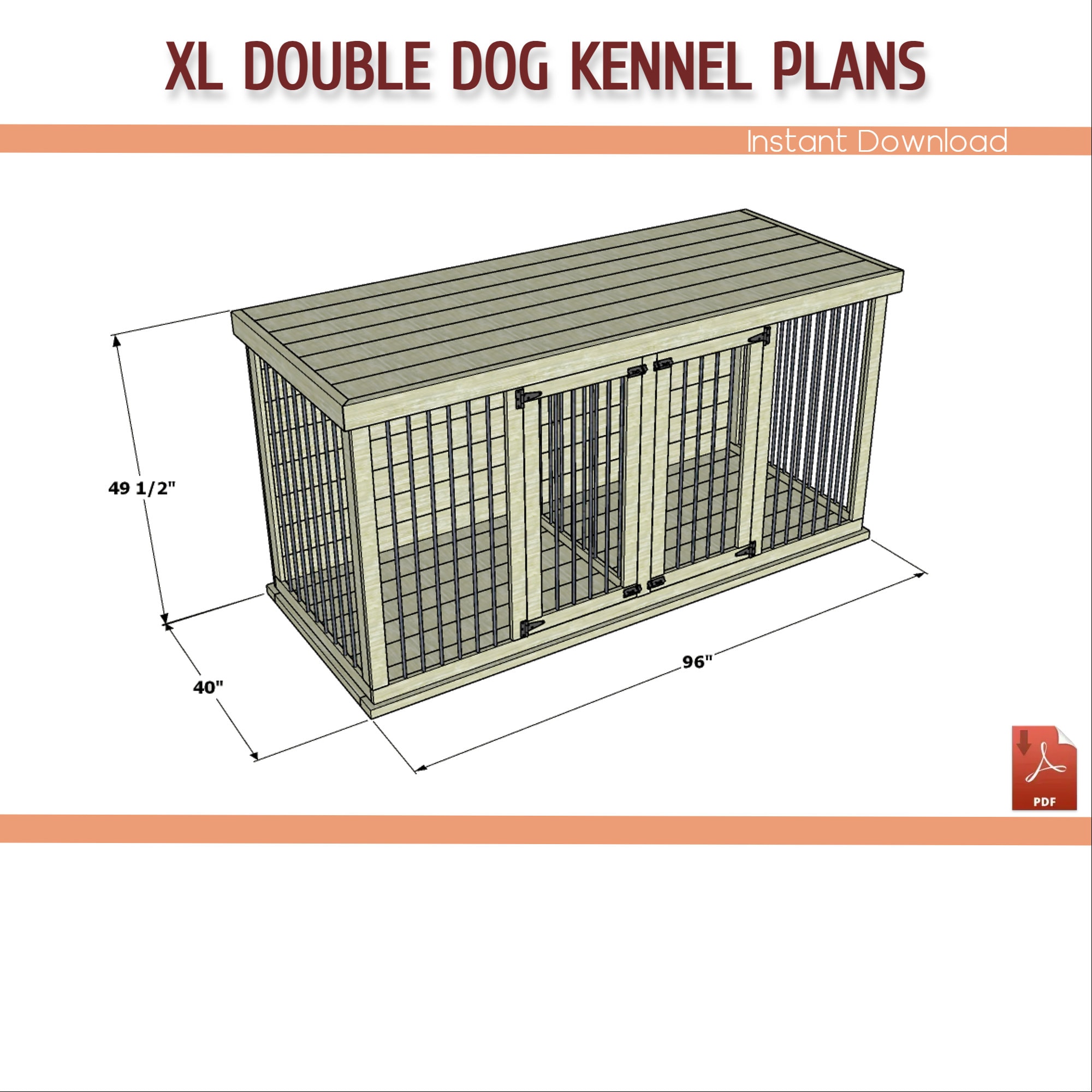 Double Dog Kennel DIY Plans XL Wooden Dog Crate Building Etsy