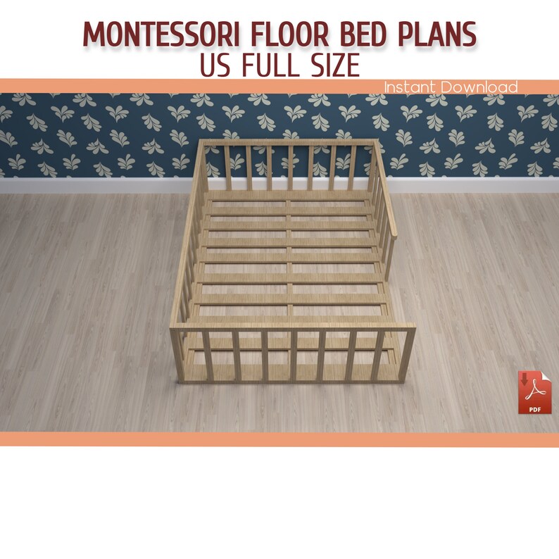 Montessori Floor Bed with Rails Plan for Toddler