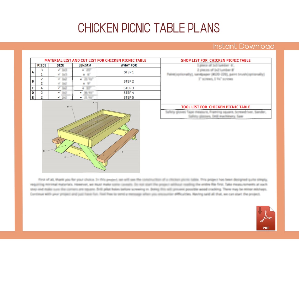 Chicken Picnic Table Plans DIY Chicknic Table Plans Etsy