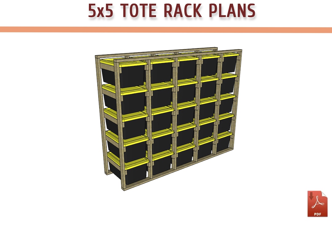5x5 Tote Rack Plans - 27 Gallon Heavy Duty Garage Storage System (PDF ...