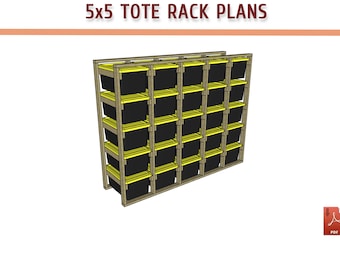 5x5 Tote Rack Plans - 27 Gallon Heavy Duty Garage Storage System (PDF Download)