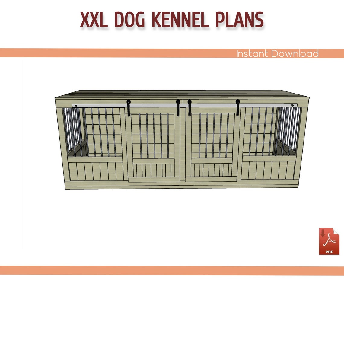Xxlarge Double Dog Kennel DIY Plans Xxlarge Wooden Dog Crate Etsy
