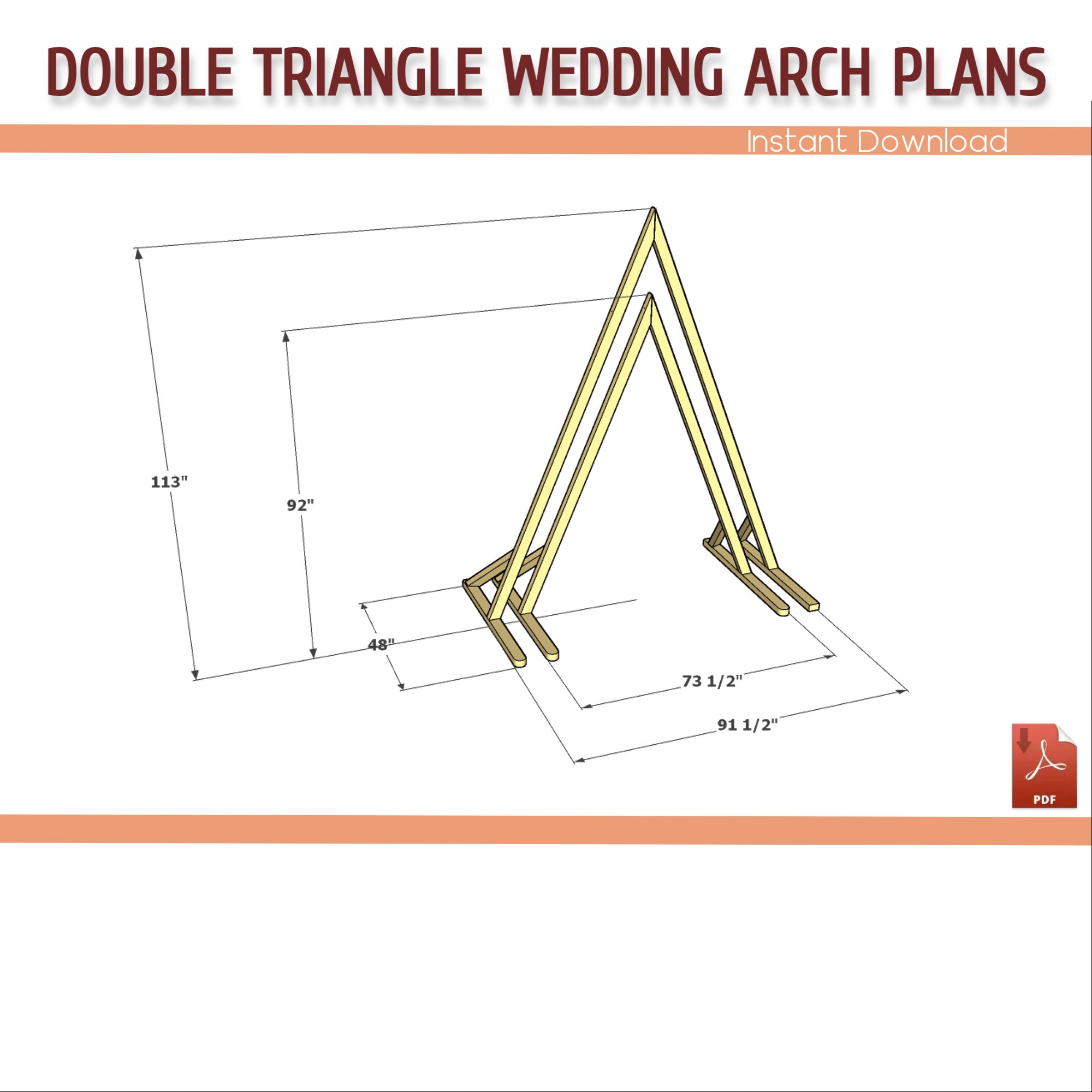 Double Triangle Wedding Arch Plans DIY Double Wedding Arbor Etsy Canada