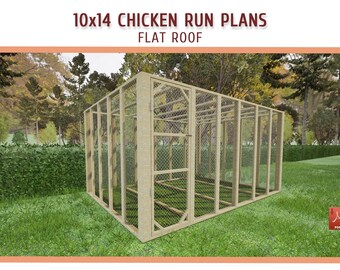 10x14 Chicken Run Plans – DIY Flat Roof Coop Building (PDF Download)