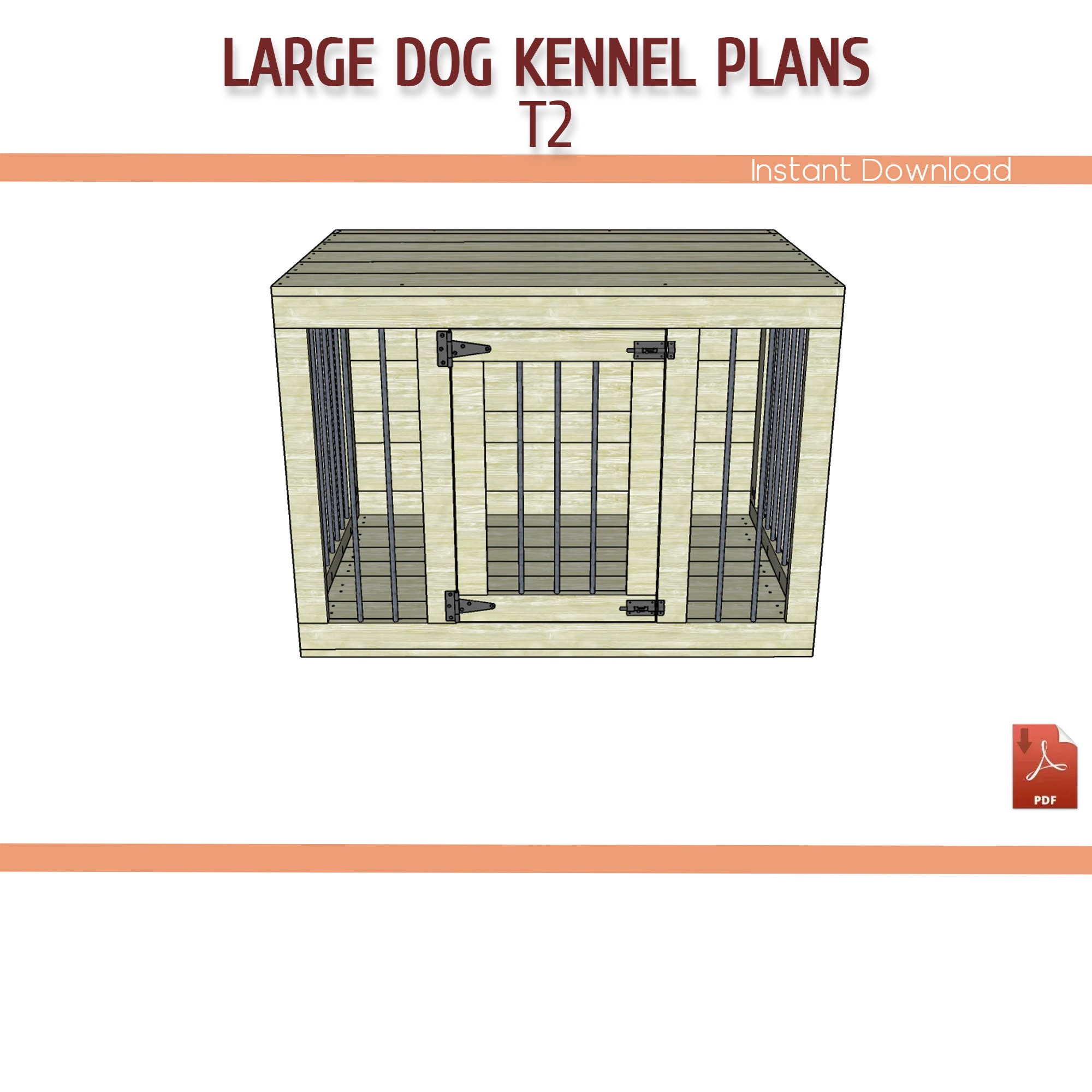 Dog Plan Library Large Wooden Dog Kennel DIY Plans – Single Kennel Furniture (PDF ...