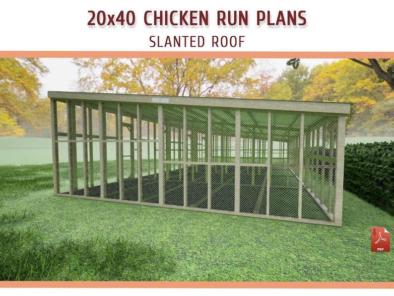 DIY 20x40 Chicken Run Plans – Large Walk-in Coop Run (PDF Download) - Etsy