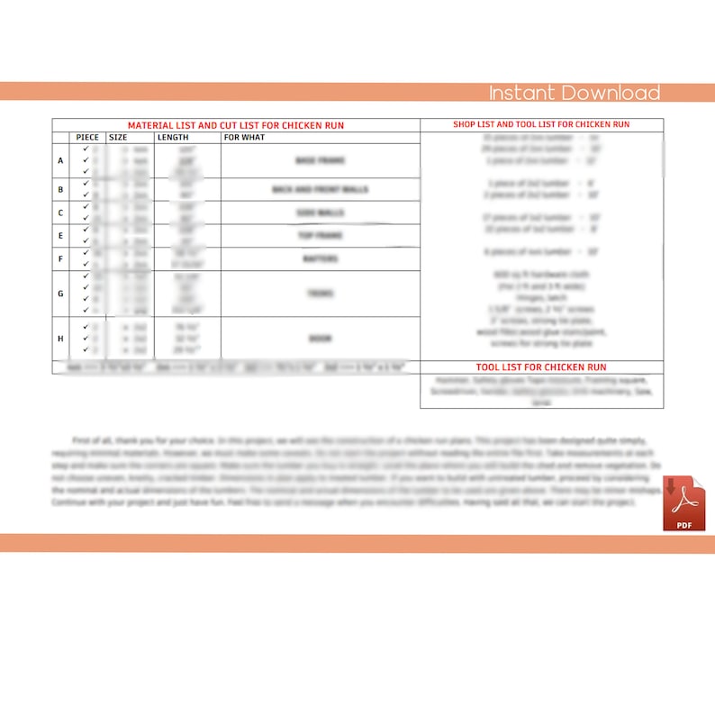 12x12 flat roof chicken run building plans - Download PDF