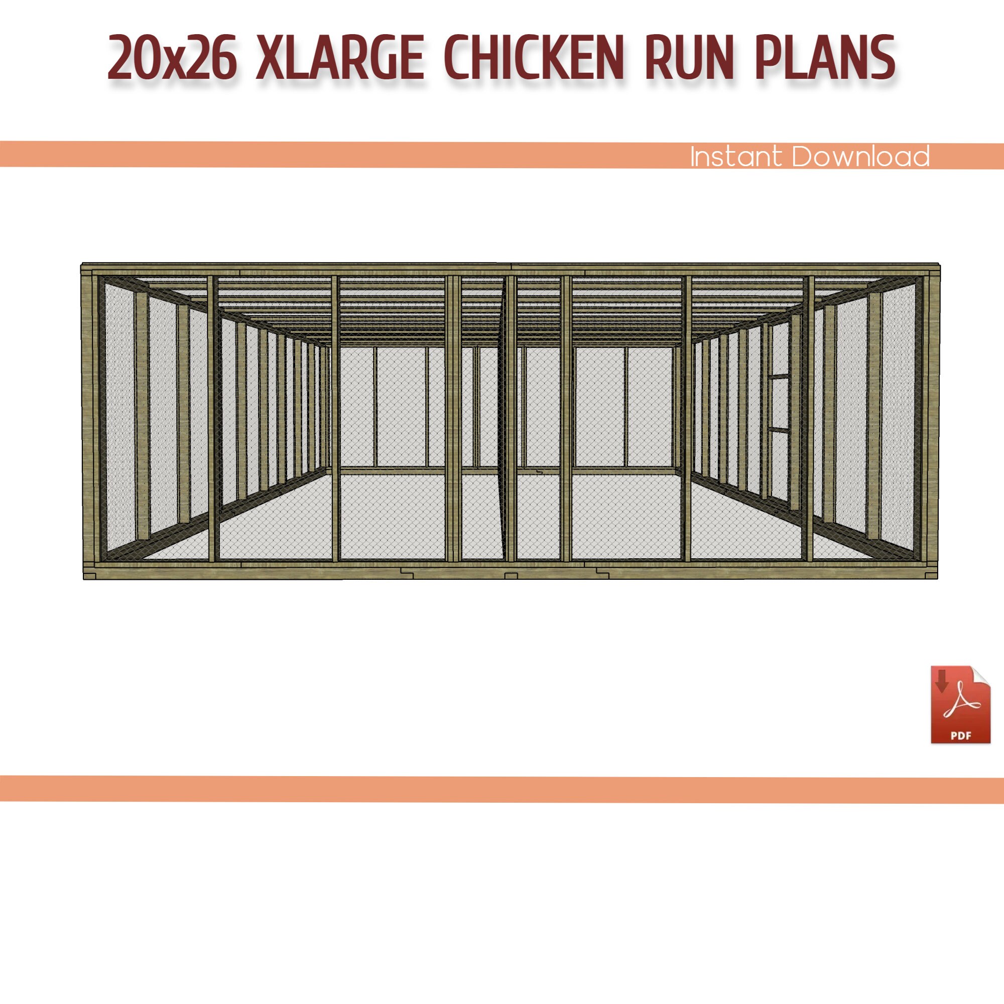 Xlarge 26x20 Chicken Coop Run DIY Plans 26x20 Xlarge Chicken Etsy