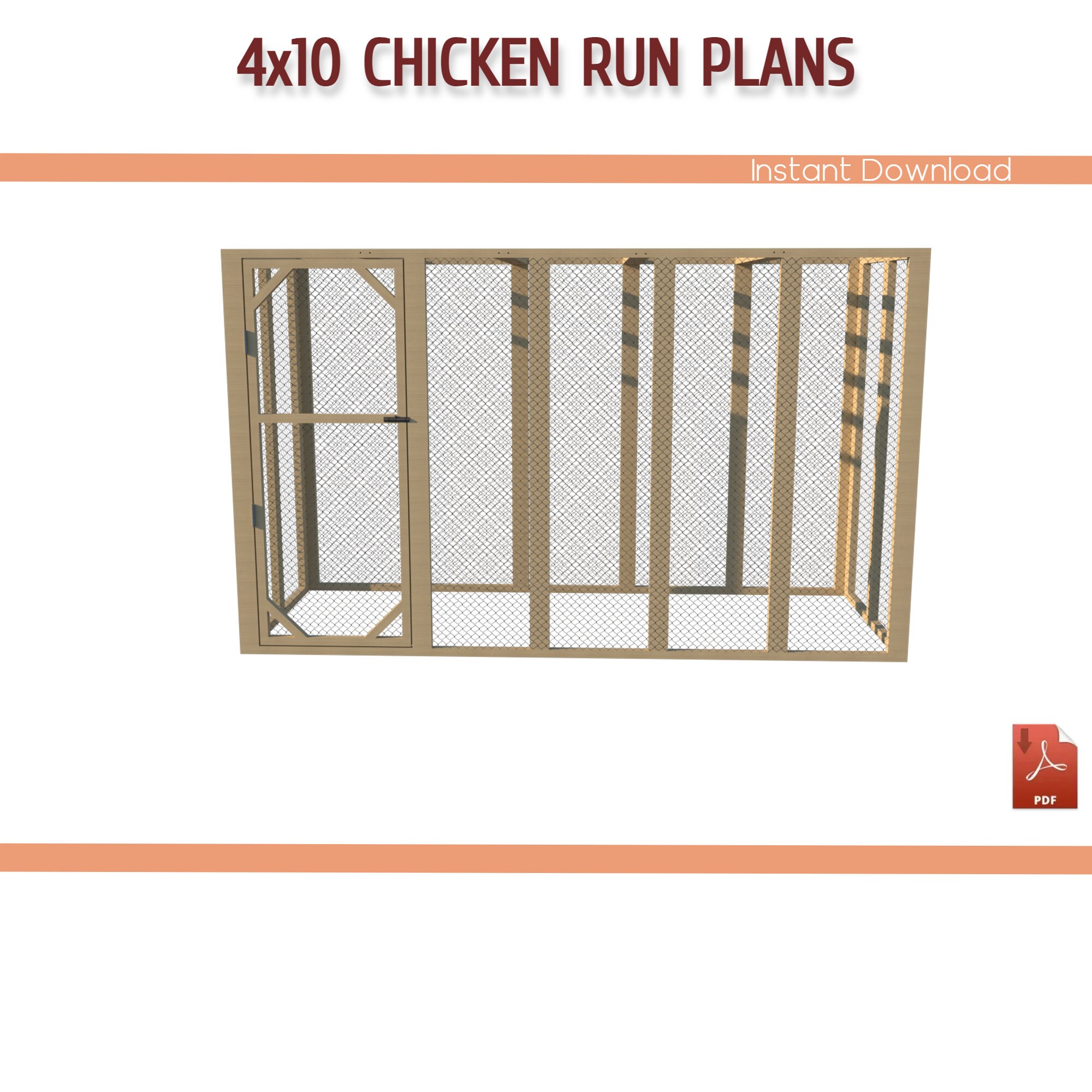 4x10 Chicken Coop Run DIY Plans Small Walkin Chicken Run Etsy