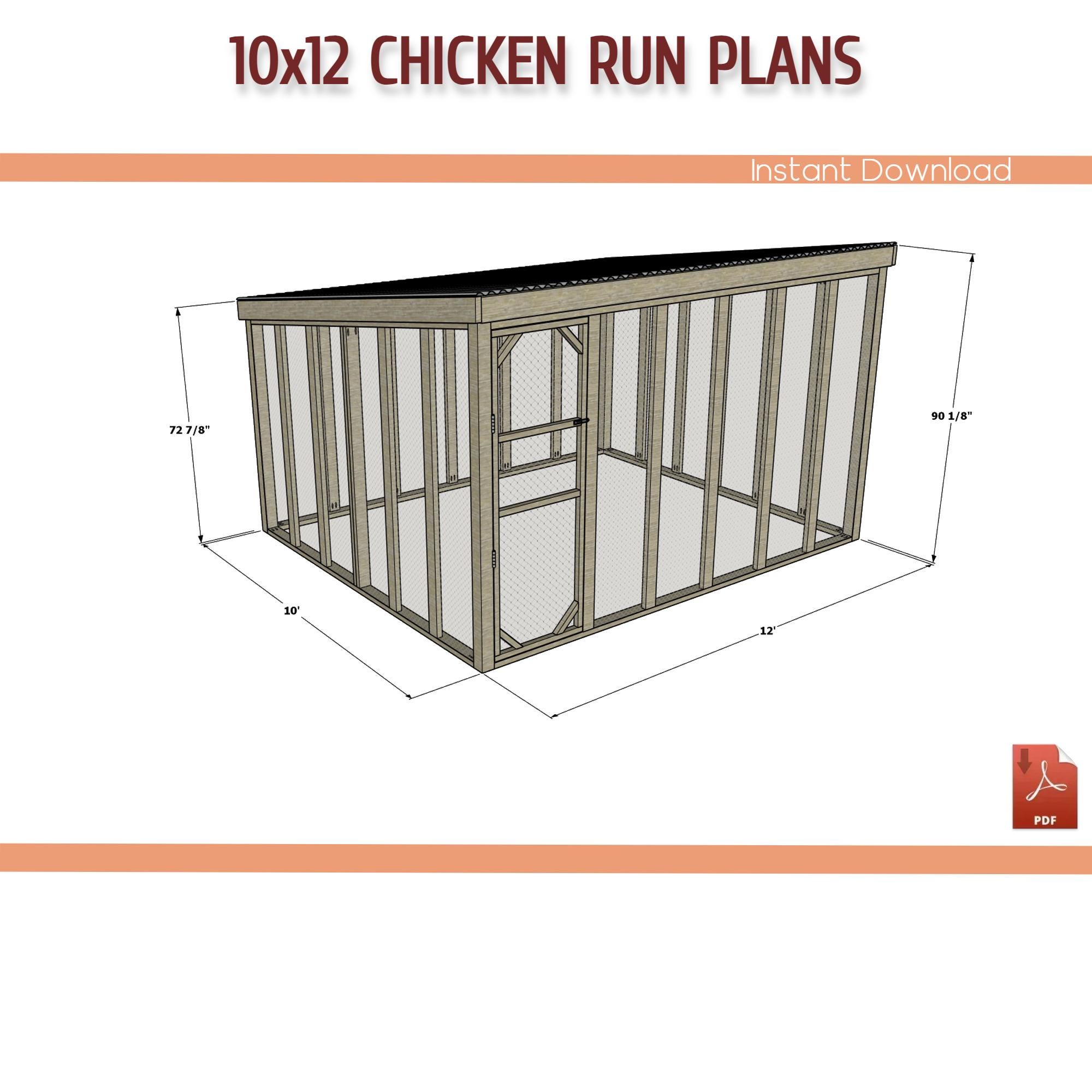 10x12 Walk-in Chicken Coop Run DIY Building Plans (PDF Download) - Etsy
