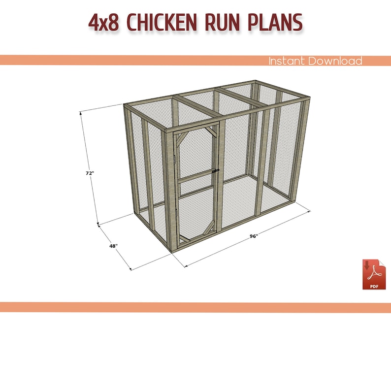 4x8 Chicken Coop Run DIY Plans 8x4 Chicken Run Building Etsy