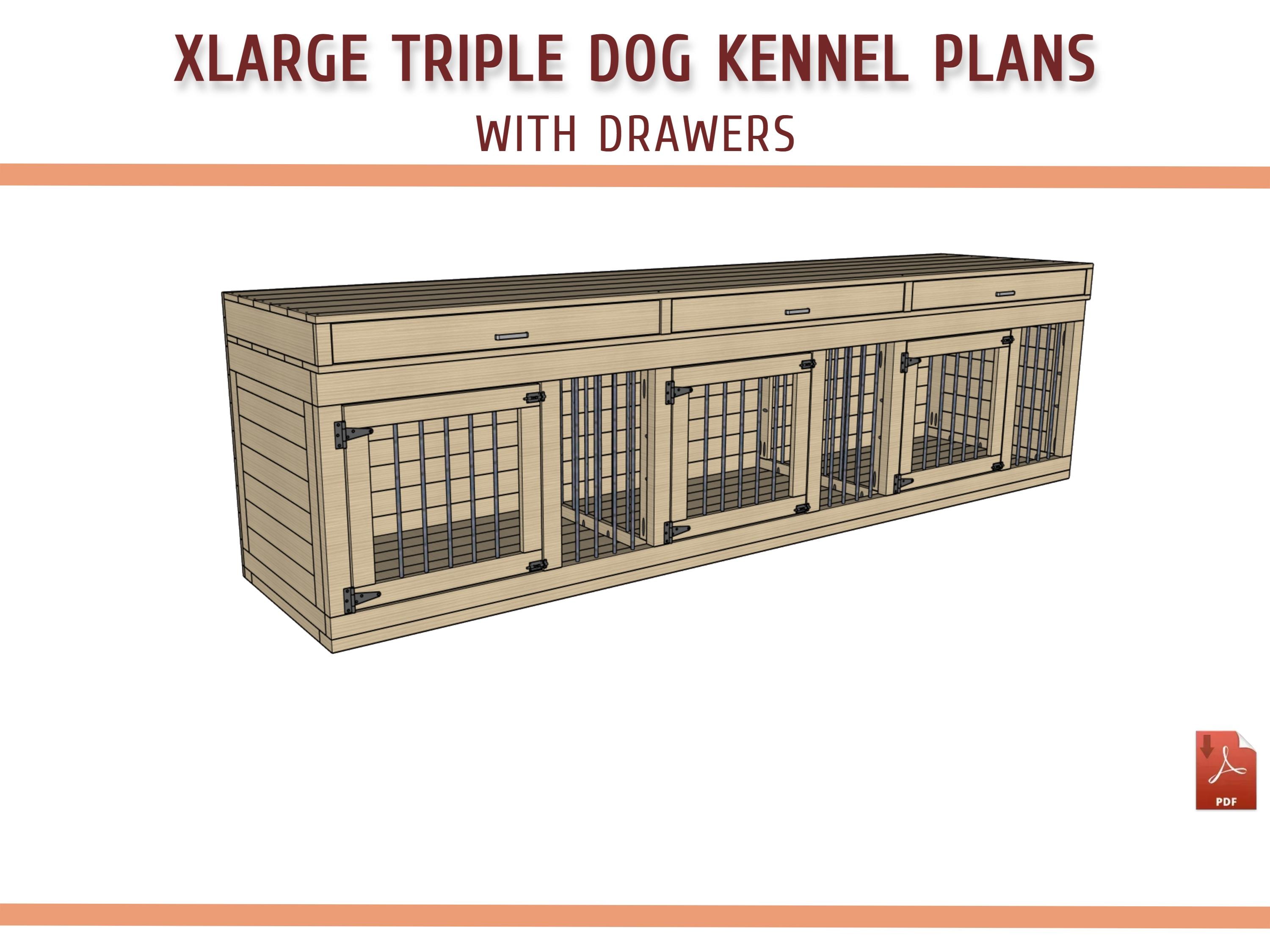 View of Xlarge Triple Dog Kennel DIY Plans: Wooden Dog Crate Furniture ...