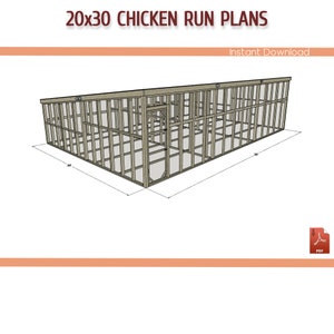 DIY Chicken Run Plans – 20x30 Walk-in Lean-to Coop (PDF Download) - Etsy