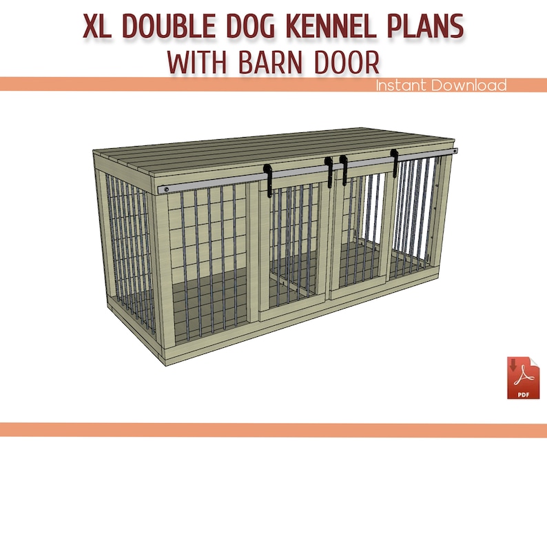 Xlarge Double Dog Kennel With Barn Doors DIY Plans Xlarge Etsy