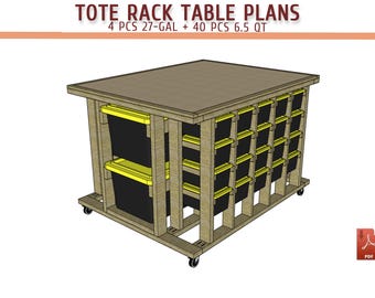 DIY Tote Rack Craft Table Plans | Rolling Garage Storage Workbench (PDF Download)