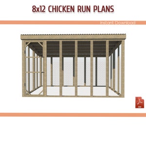 8x12 Walk in Chicken Coop Run Building Plans 8x12 DIY Chicken Run Plans Download PDF image 2