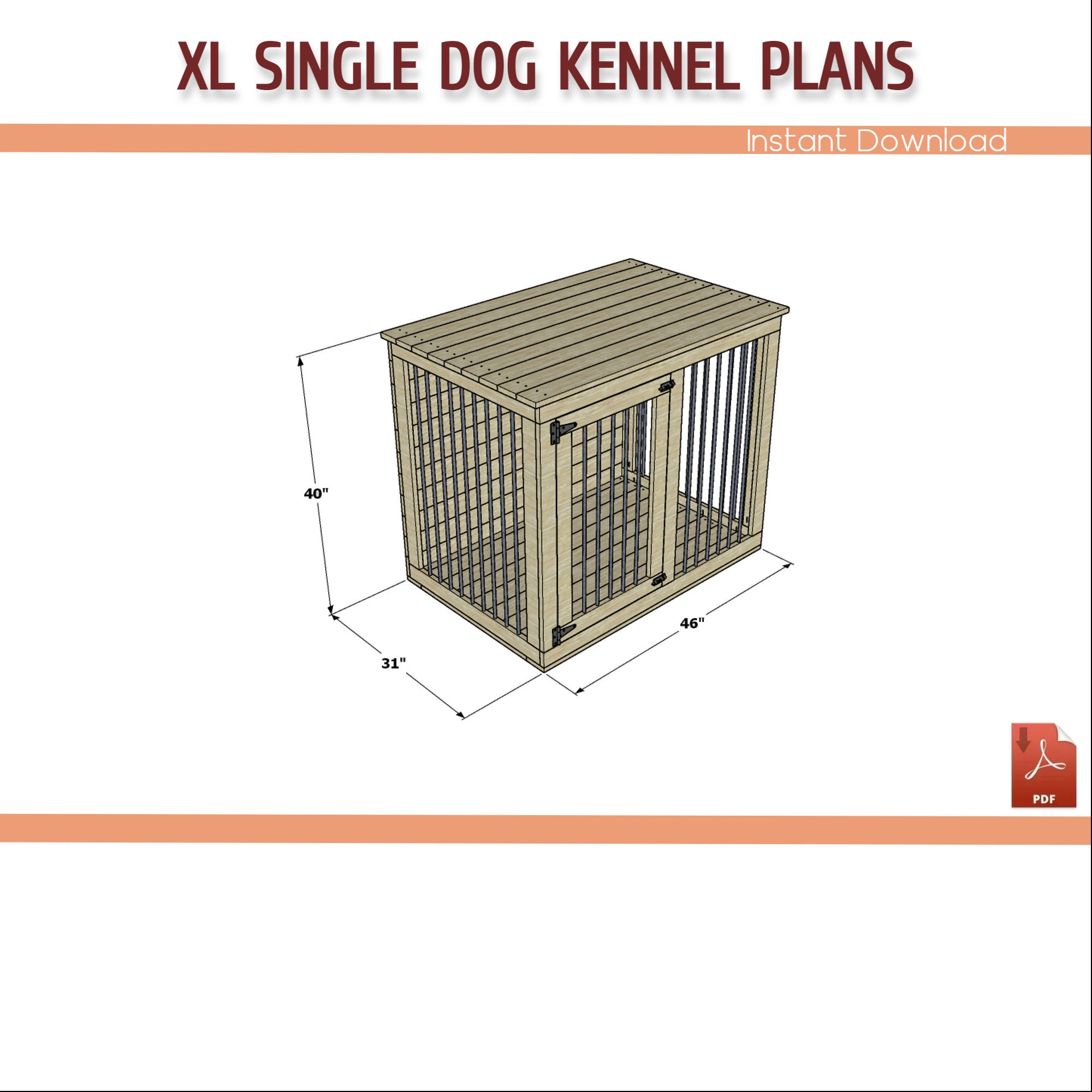 Xlarge Sıngle Dog Kennel Building Plans XL Wooden Dog Crate Etsy