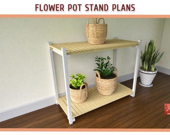 DIY Flower Pot Stand Plans: Wooden Planter Building Guide (Digital PDF Download)