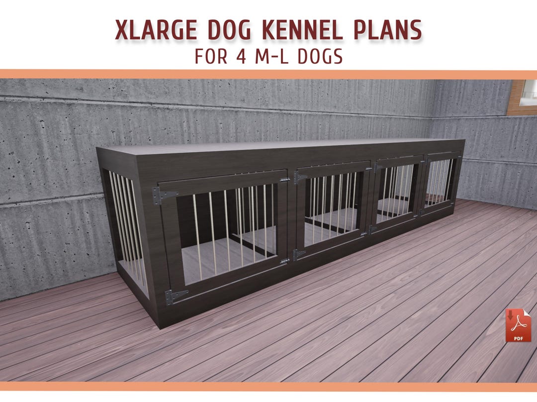 Xlarge Dog Kennel DIY Plans - Wooden Crate Plans for 4 M-L Dogs ... - Crate Plans For Xlarge Breeds Dogs