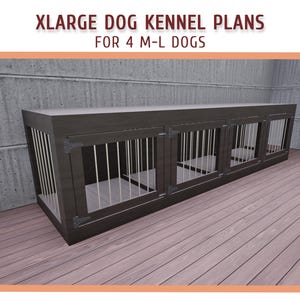 XLarge Dog Kennel DIY Plans - Wooden Crate Plans for 4 M-L Dogs - Download PDF