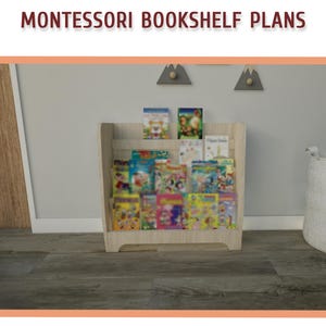 Montessori Toddler Bookshelf Plans - DIY Wooden Bookcase Plan for Kids, Kids Room Bookshelf Plans