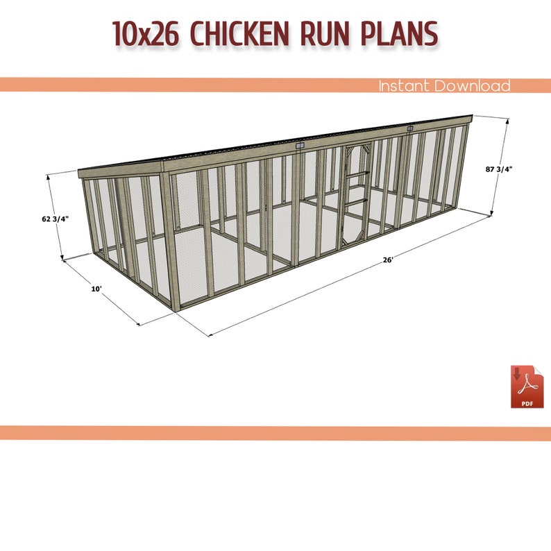 10x26 Large Walk-in Chicken Coop Run DIY Plans (PDF Download) - Etsy