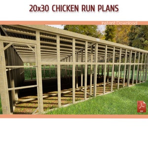 DIY Chicken Run Plans – 20x30 Walk-in Lean-to Coop (PDF Download) - Etsy