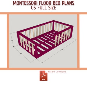 Montessori Floor Bed with Rails Plan for Toddler