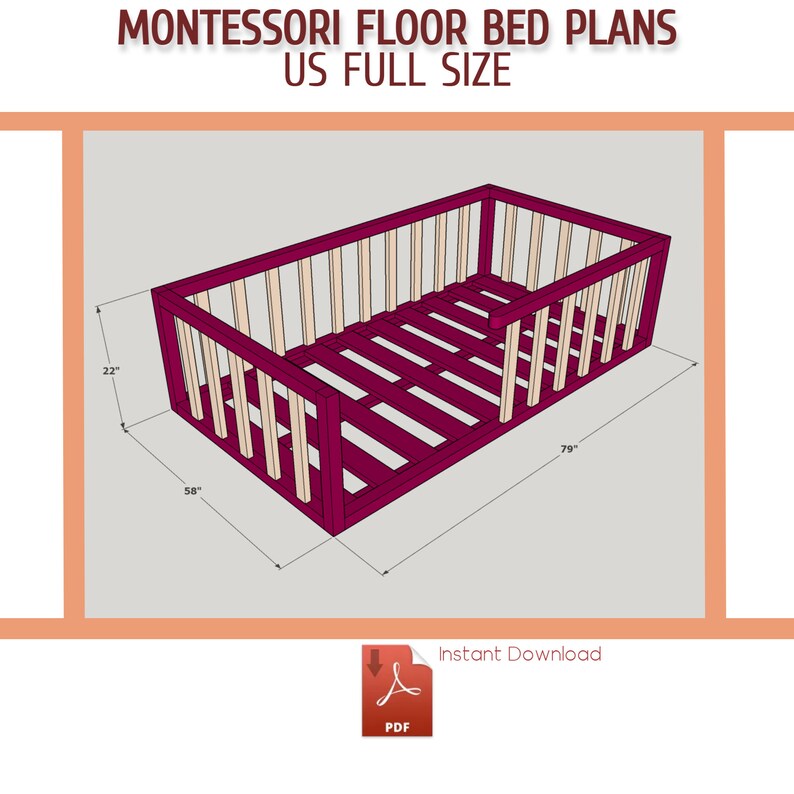 Montessori Floor Bed with Rails Plan for Toddler