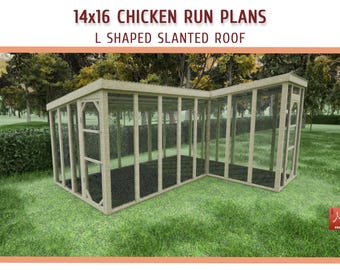 14x16 L-Shape Chicken Run Plans – DIY Walk-in Coop (PDF Download)