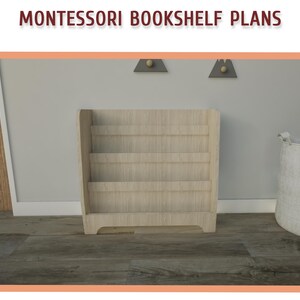 Montessori Toddler Bookshelf Plans - DIY Wooden Bookcase Plan for Kids, Kids Room Bookshelf Plans