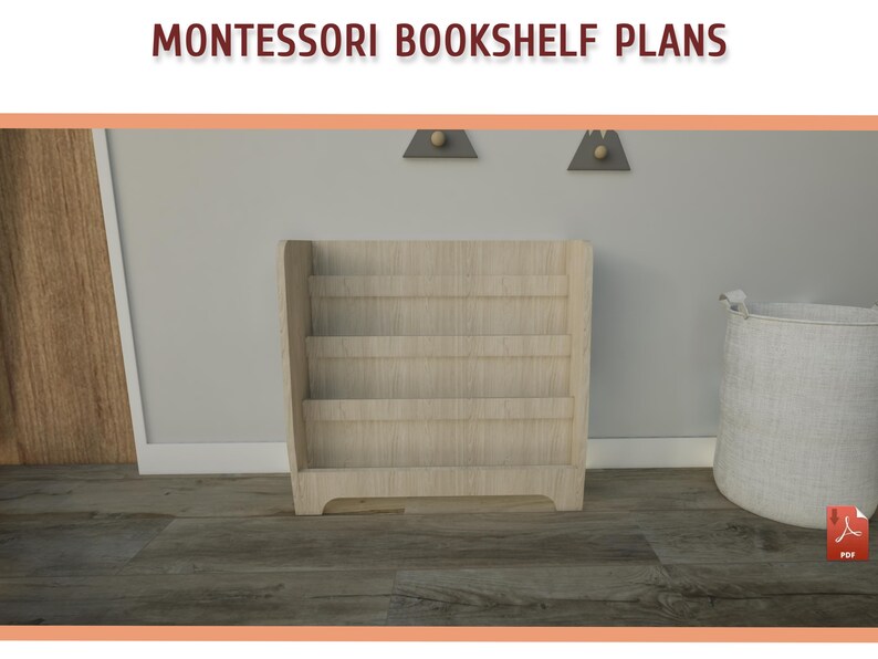 Montessori Toddler Bookshelf Plans - DIY Wooden Bookcase Plan for Kids, Kids Room Bookshelf Plans