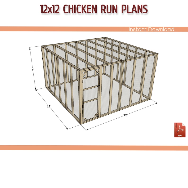 12x12 flat roof chicken run building plans - Download PDF