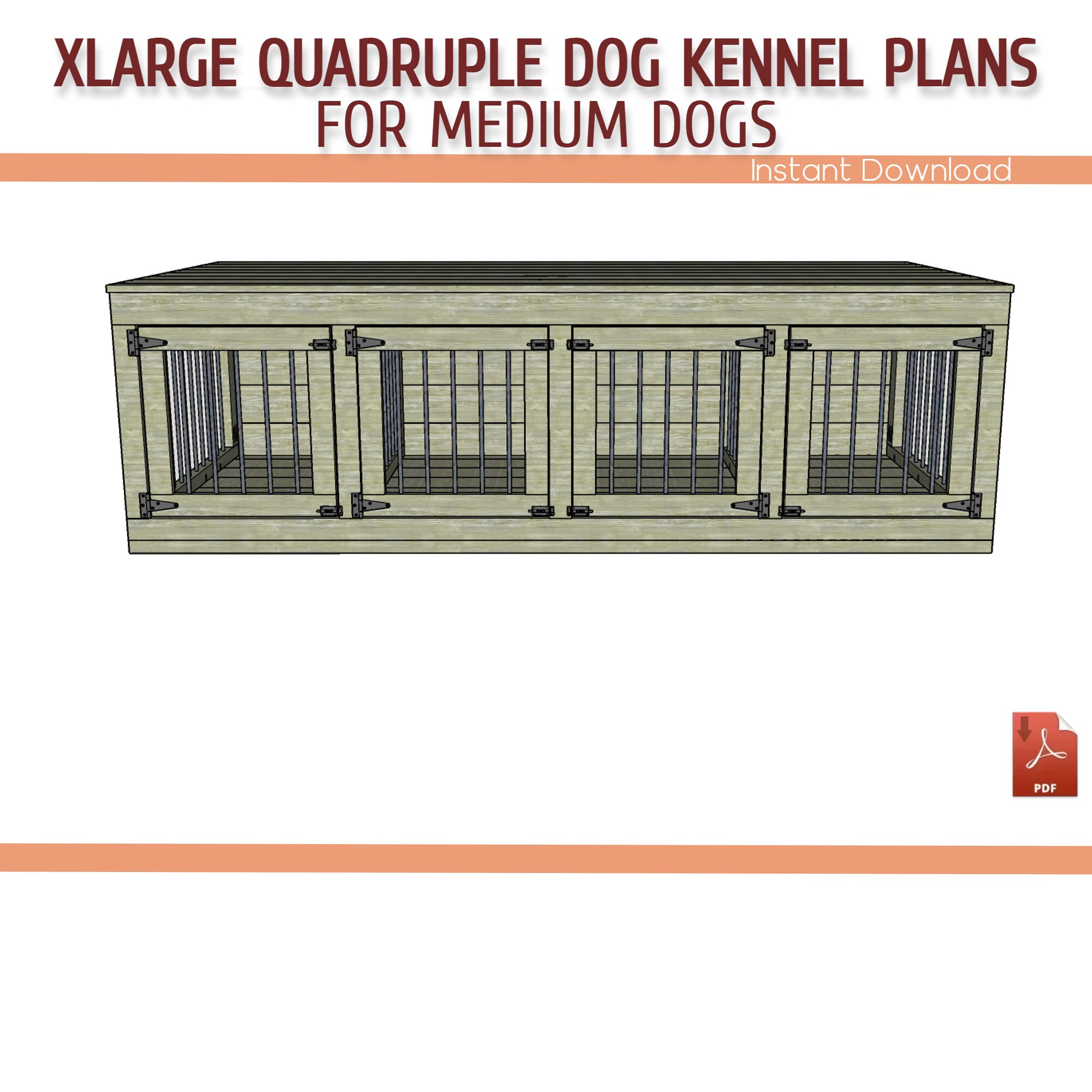 Xlarge Quadruple Dog Kennel DIY Plans Xlarge Wooden Dog Etsy