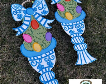 Easter Door Hanger, Easter Chinoiserie Door Hanger, Chino Door Hanger, Easter Porch, Wood Easter Day Sign for Front Door