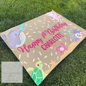 Hand Painted Custom Party Banner, Birthday Party Banner, Kraft Paper Banner, Party Sign Backdrop, Party Decor