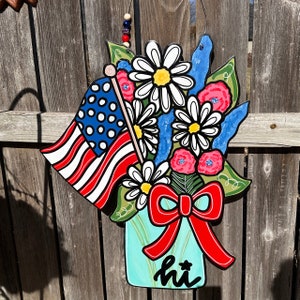 Patriotic Door Hanger, Summer Door Hanger, Sumer Decor, Patriotic Wreath, Fourth of July Decor, Fourth of July Door Hanger, USA Wreath