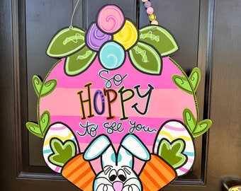 Easter Door Hanger, Spring Door Hanger, Easter Decor, Easter Decorations, Easter Sign, Spring Sign, Easter Wreath, Bunny Sign