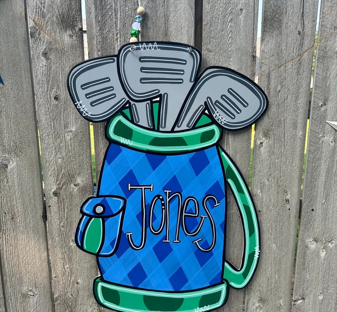 Golf Door Hanger, Golf Cart Door Hanger, Golf Ball Sign, Golf Club Door