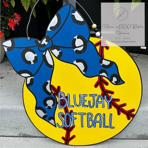 Softball Door Hanger, Softball Sign, Softball Sport Wreath, Softball Door Decor, Sports Door Hanger, Fall Door Sign, Softball Mom